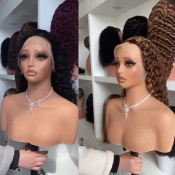 200% Pixie Curl Frontal Front Lace Real Hair Human Hair Wig European and American Wigs