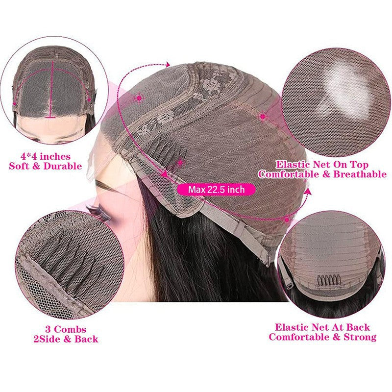 Body Wave Human Hair Full Frontal Wigs 4x4 100% Real Hair Lace Head Covers