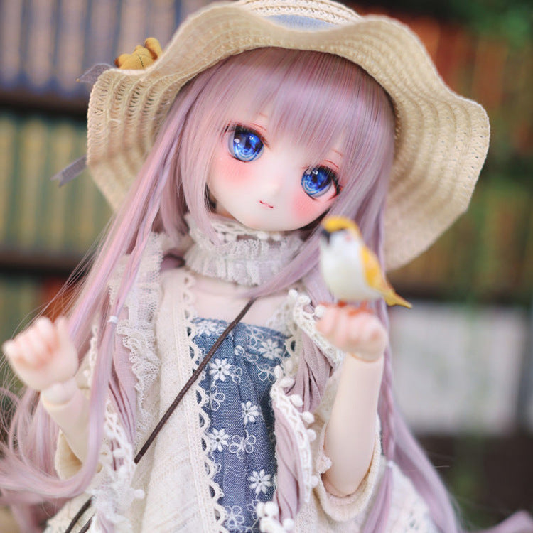 Bjd Styling Wigs Can Be Made Burlap Soft High Temperature Silk Four Part pink Comic Bangs Long Straight Wig