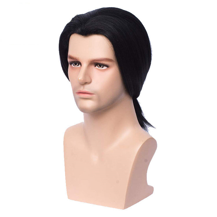 70s80s Men's Vintage Cos Wigs Black Beauty Tip Halloween Wigs