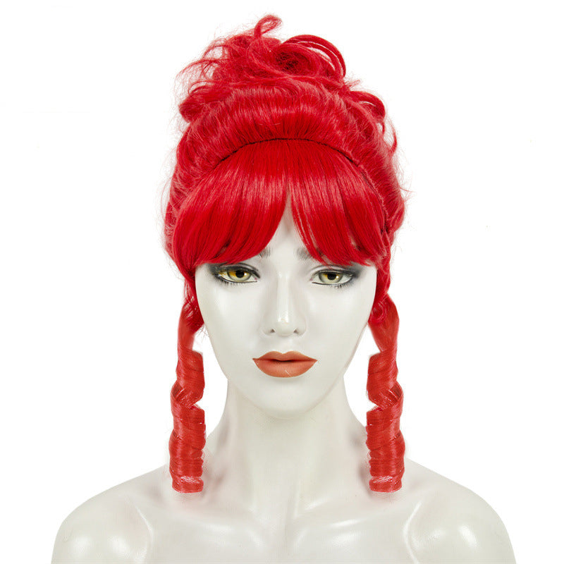 Halloween New Wig Red High Cap Retro High Temperature Hair Cos Chemical Fiber Wig