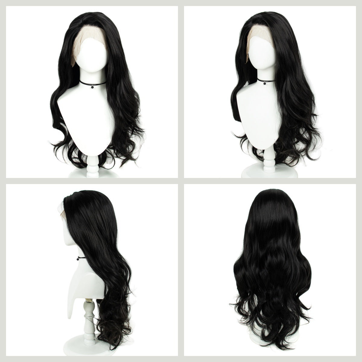 13x3 Chemical Fiber Front Lace Wig Simulation Human Hair Black Big Wave Curl Wig