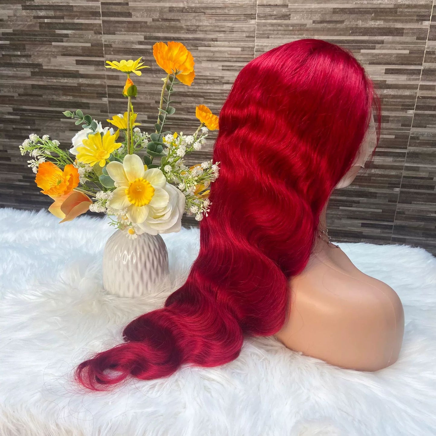 Front Lace Wig Front Lace Wig 13X4 Burgundy BUG Curvy Hair Head Cover Body Wave Hair