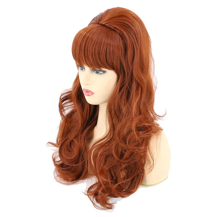 6070s Bouffant High Hat Wig Pegbundy Vintage Long Hair Wig Head