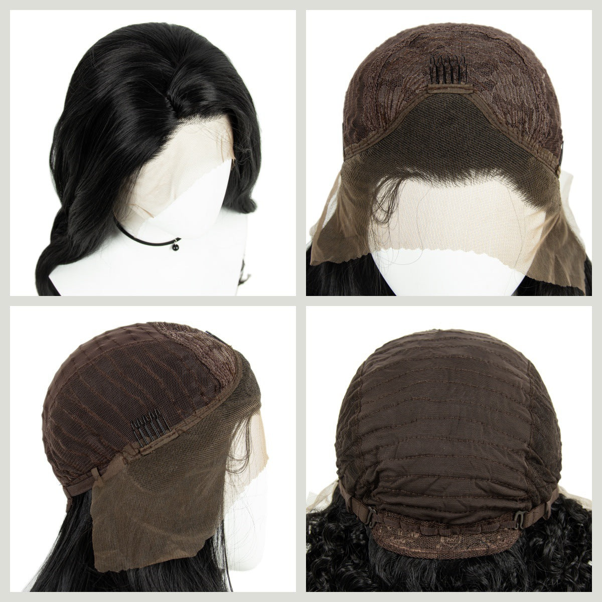 13x3 Chemical Fiber Front Lace Wig Simulation Human Hair Black Big Wave Curl Wig