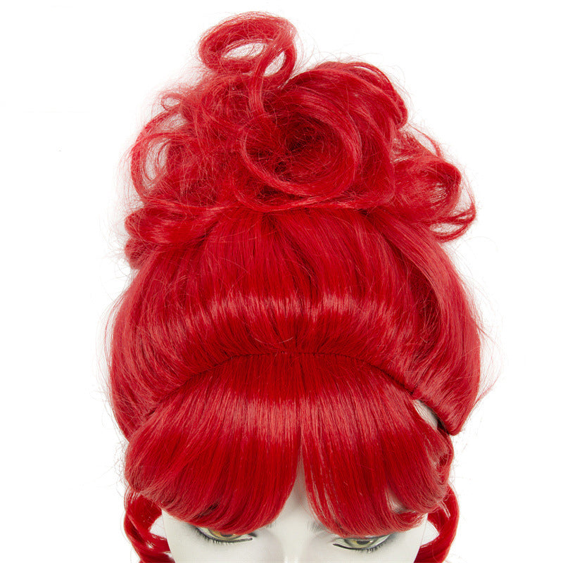 Halloween New Wig Red High Cap Retro High Temperature Hair Cos Chemical Fiber Wig