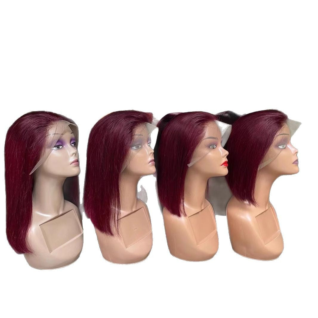 13x4 Frontal Lace Wig Wine #99Jcolor bob Wig 100% Human Hair