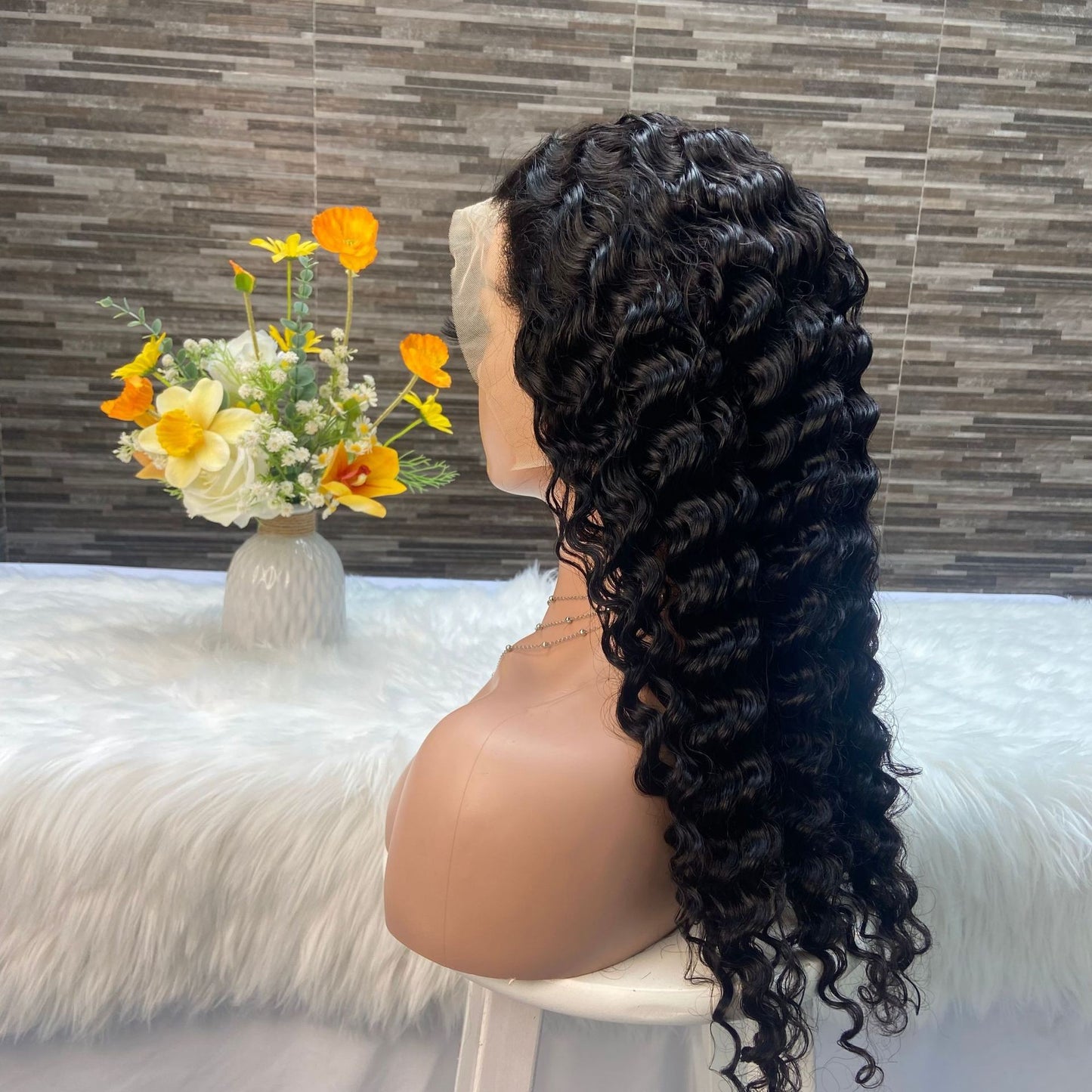 Natural Color 13X4 Front Lace Wig Lace Frontal Wig Deep Wave