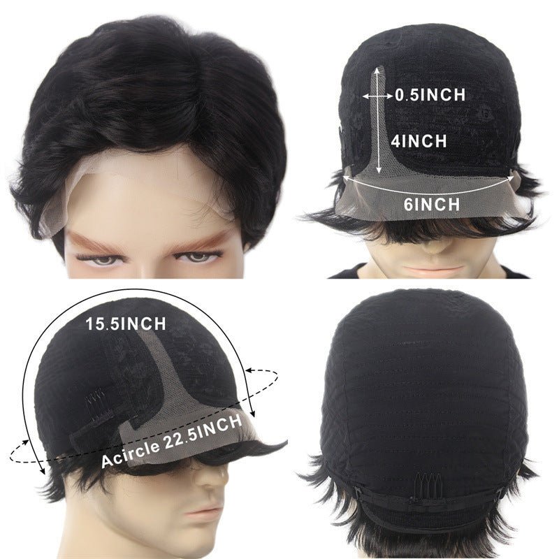 Wig Hand Hook Front Lace Black Simulation Human Hair Chemical Fiber Wig