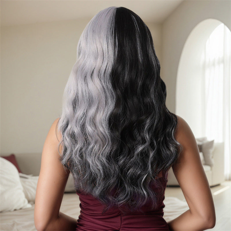 Cosplay American Pickup Wig Yin and Yang Two-color Fake Hair