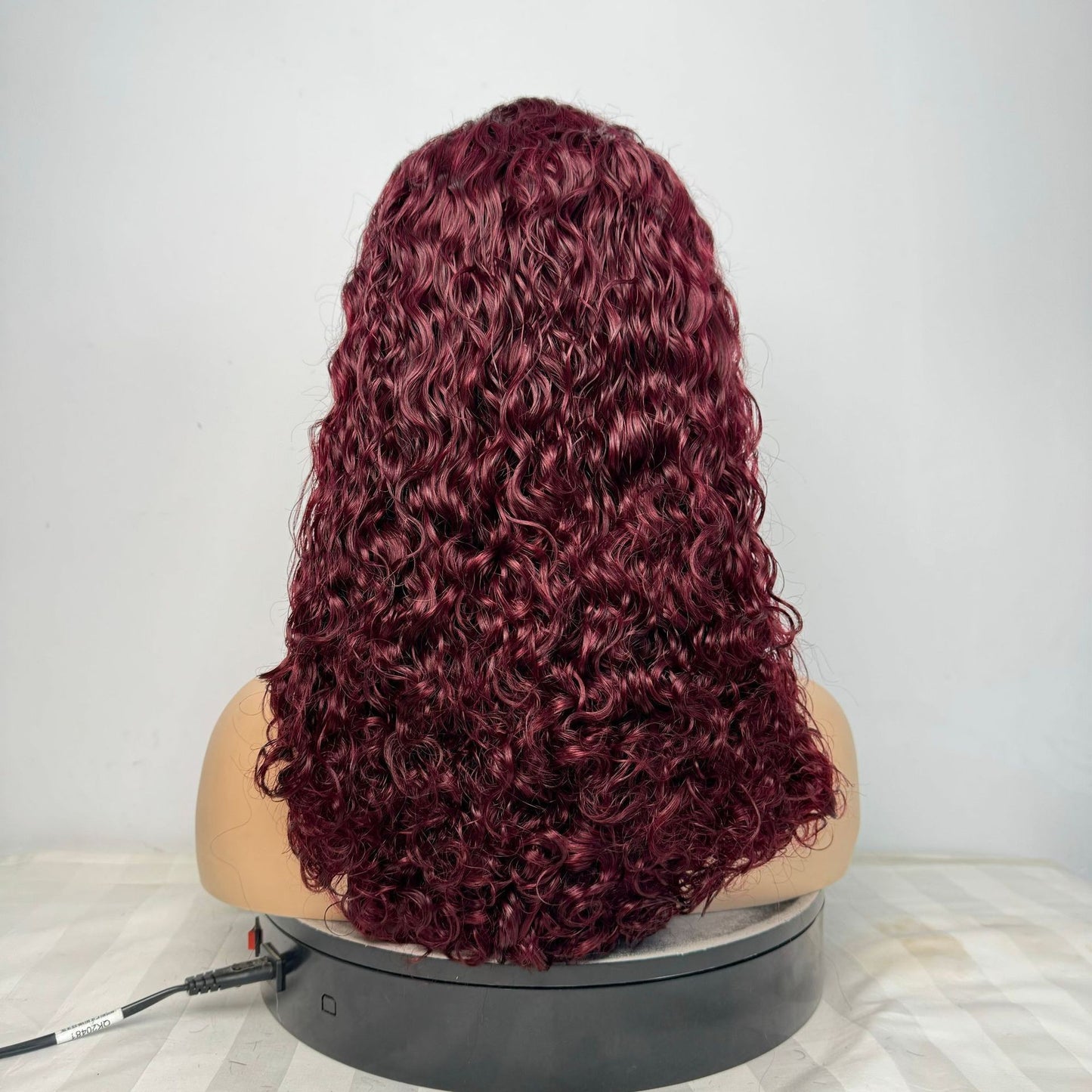 13*4 Real Hair Head Covering Front Lace Burgundy Color 12A Pixie Curl Wigs