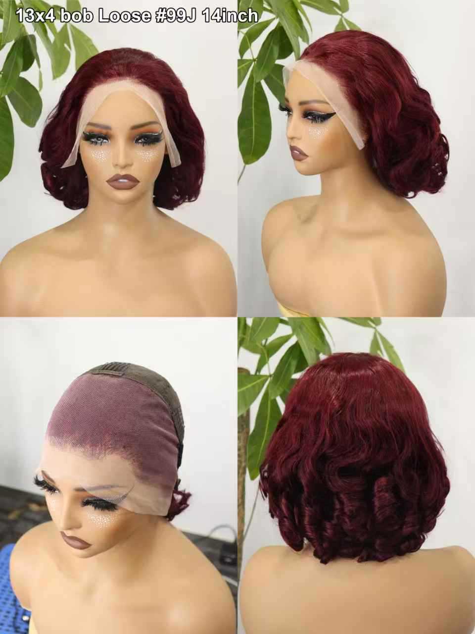 Wigs 13*4 Lace Loose bob Wig 100%human Hair Real Hair Hair