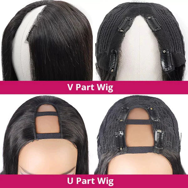 V Part Wig Body Wave Human Hair Headgear Real Hair European and American Wig Headgear V-shaped Headgear