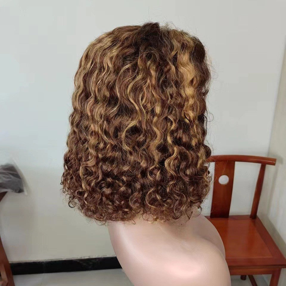 Water Wave BOB Wig Real Hair Double Drawn Human Hair Lace Wig