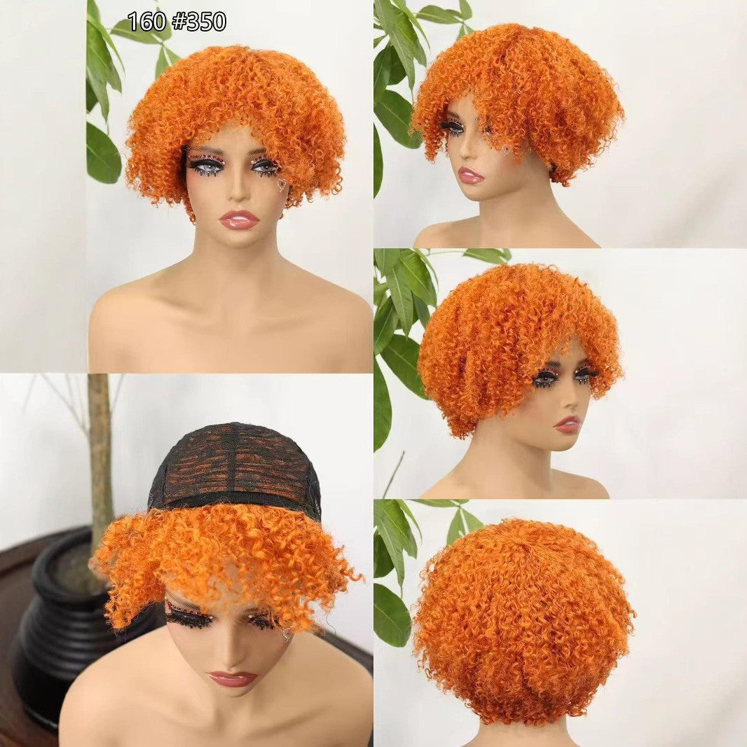 160# machine made wig human hair fringe new wig