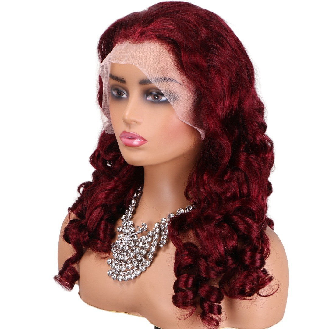 Glueless BouncyLoose Lace Front Real Hair Wig Lace Headgear