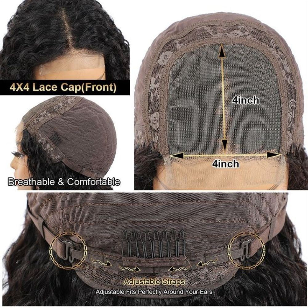 Hot Sale 4 X 4 Wigs Deep Curly Human Hair Lace Head Cover Wigs