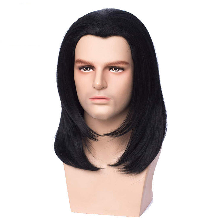 70s80s Men's Vintage Cos Wigs Black Beauty Tip Halloween Wigs