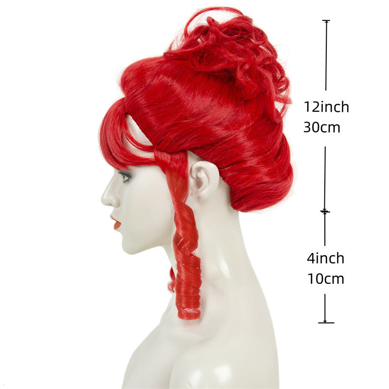 Halloween New Wig Red High Cap Retro High Temperature Hair Cos Chemical Fiber Wig