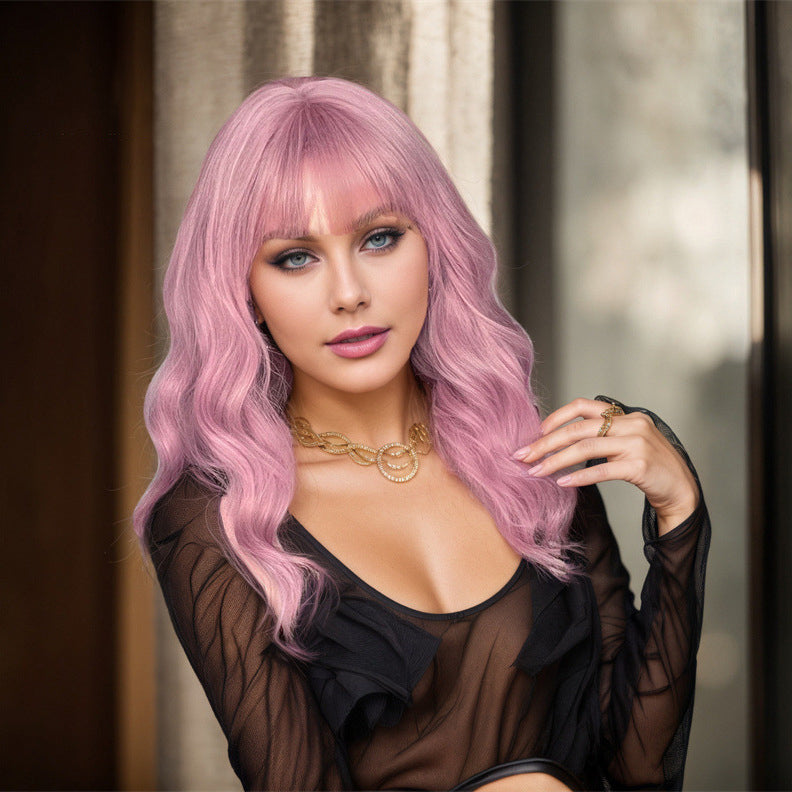 Hot Sell Wig pink Water Wave Pattern Shoulder Length bob Hair