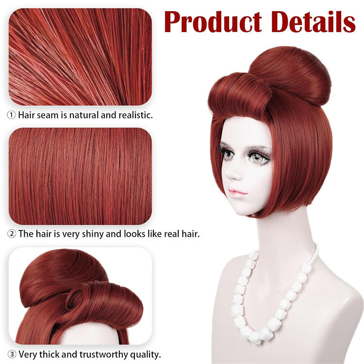 50s Retro Red Top Hat Halloween High Temperature Wire Festival Cos Hair Package 60s Wig