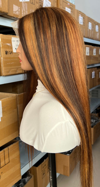 13*4 Straight Lace Frontal Wigs Highlight Real Hair