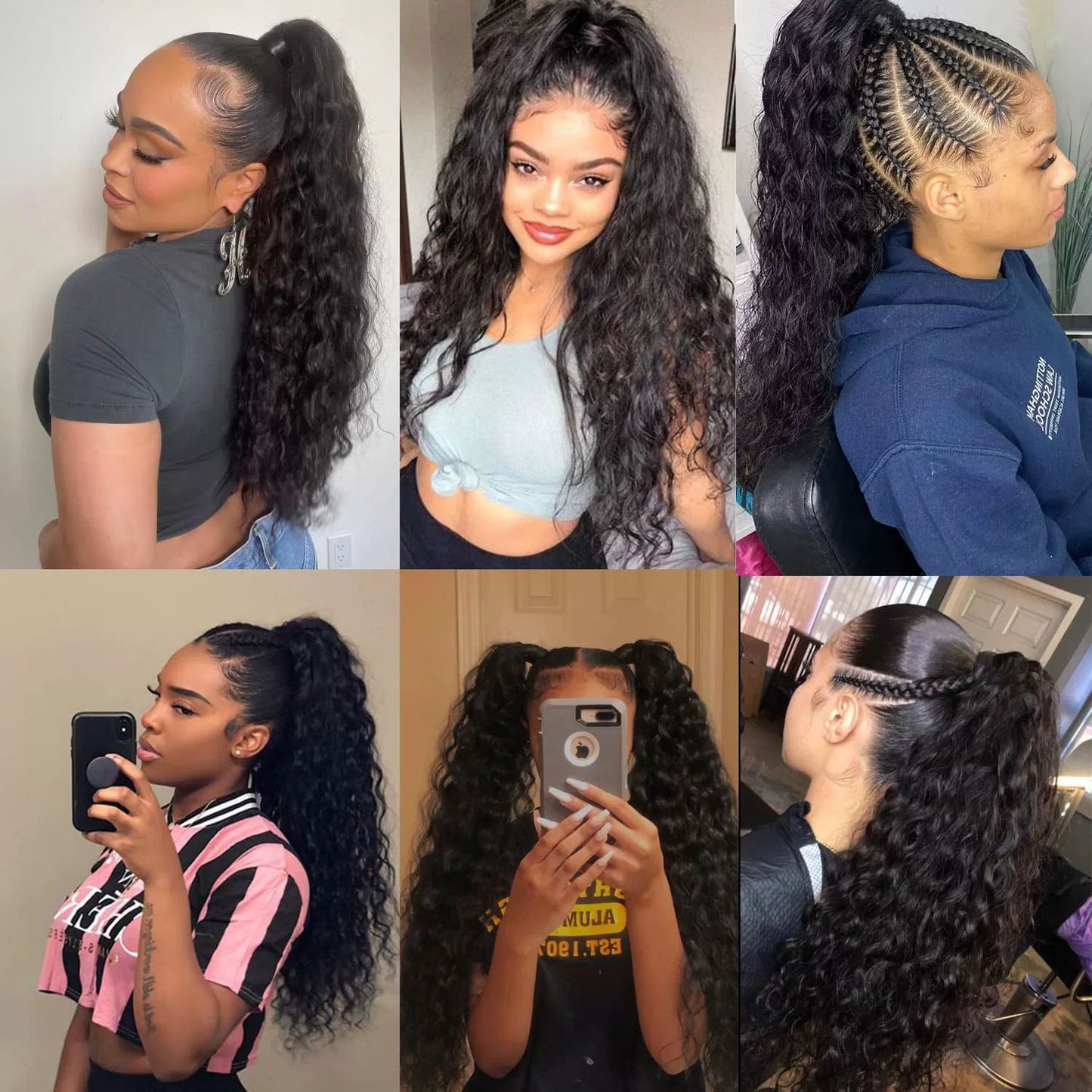 Real Hair velcro Natural Color Real Hair Ponytail Ponytail Hair Wigs pony Tai