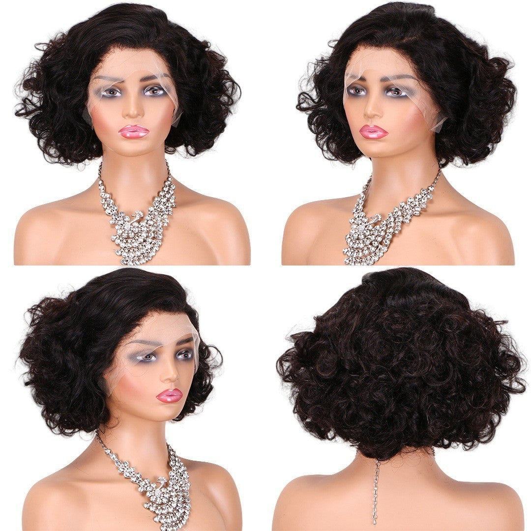 Real Hair Wigs Short Full Mechanism Headgear Human Hair Pixie Cut Wigs