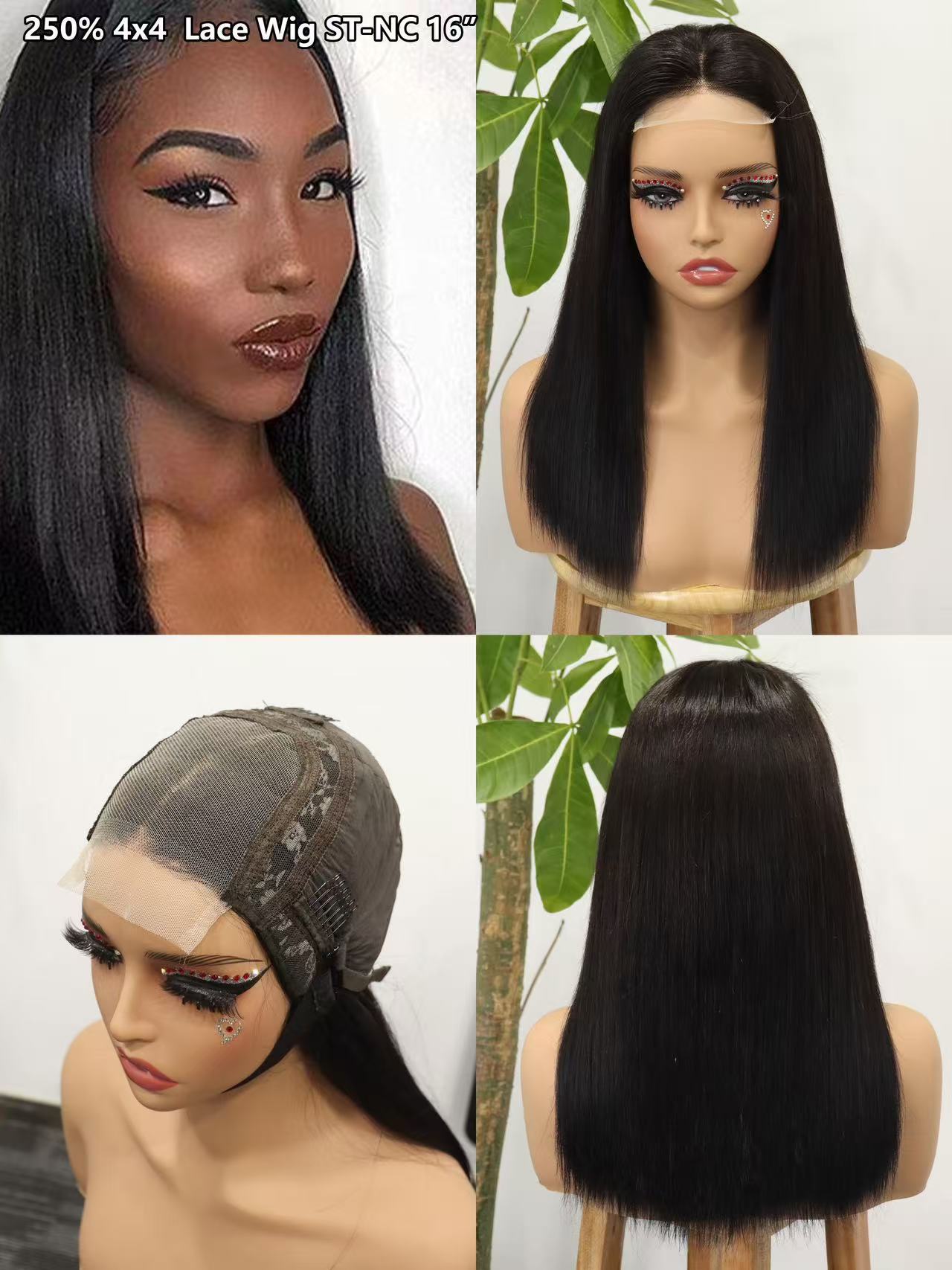 Wig Real Hair Front Lace Head Cover 250% 4x4 Lace Wig 100% Human Hair