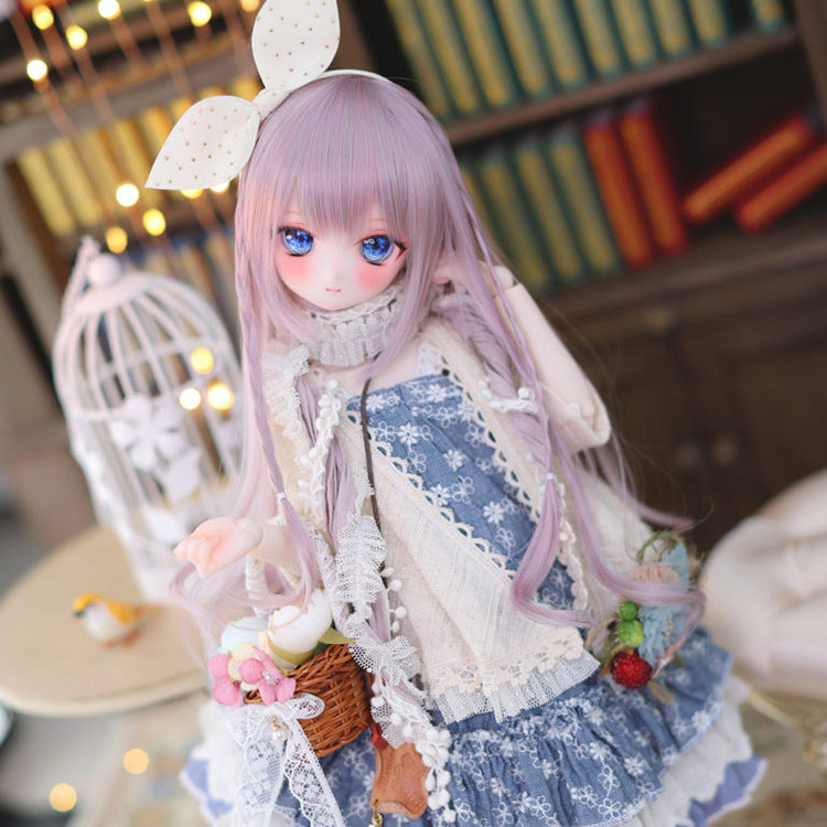 Bjd Styling Wigs Can Be Made Burlap Soft High Temperature Silk Four Part pink Comic Bangs Long Straight Wig