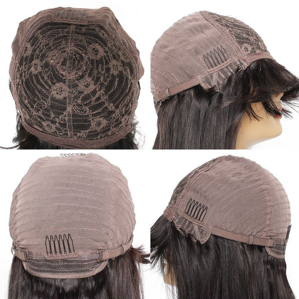 Straight Human Hair Wigs Headgear Real Human Hair