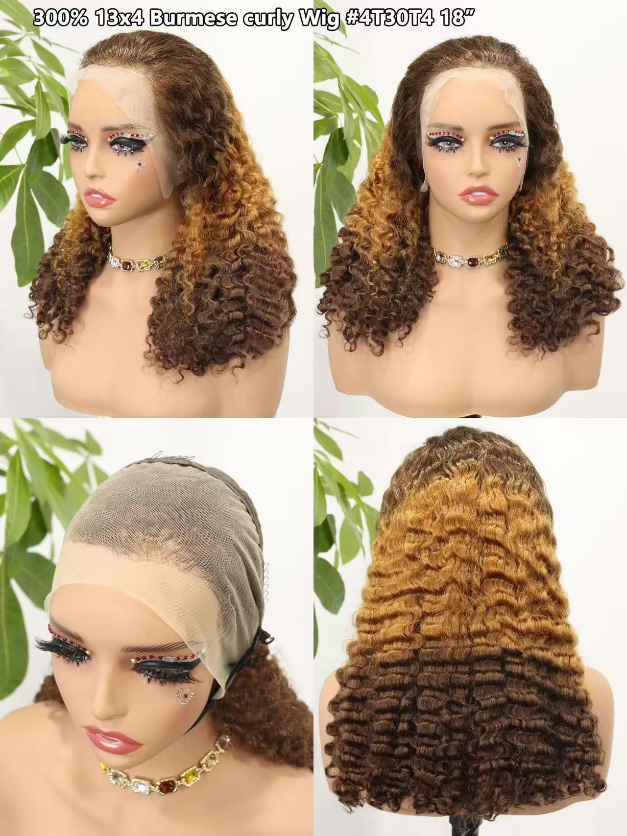 Front Lace Real Hair 13*4 Frontal Lace Wig Burmese Curly 100% Human Hair