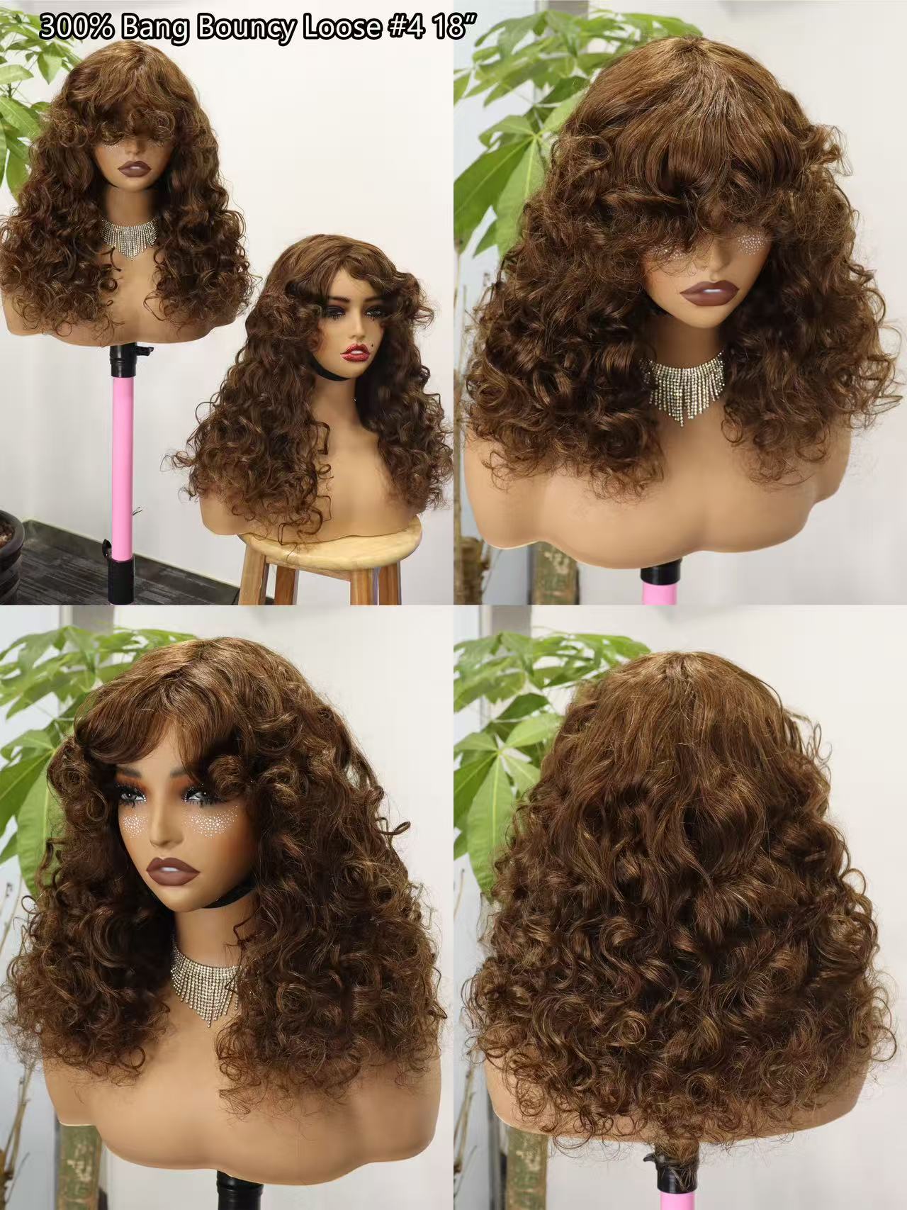 300% Bang Bouncy Loose Real Human Hair Hair Cover 100% Human Hair