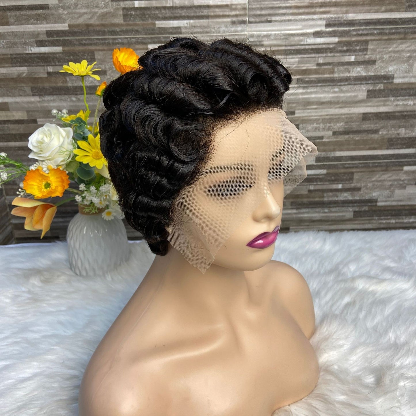 Short Curly Hair Head Covering Pixie Cut Wig 13*4lace 100%human Hair