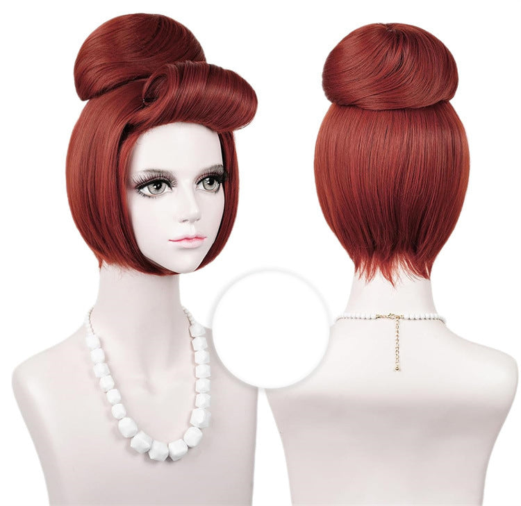 50s Retro Red Top Hat Halloween High Temperature Wire Festival Cos Hair Package 60s Wig
