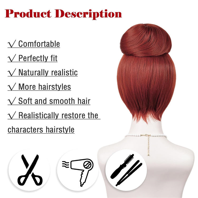 50s Retro Red Top Hat Halloween High Temperature Wire Festival Cos Hair Package 60s Wig