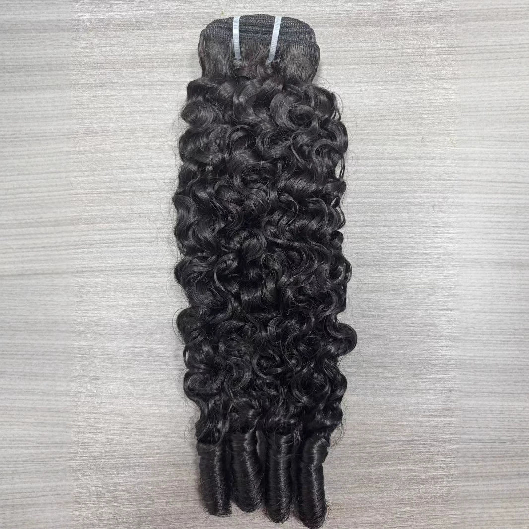 Burmese Curly Bundles Human Hair Real Hair Smooth Hair Clockwork Wigs