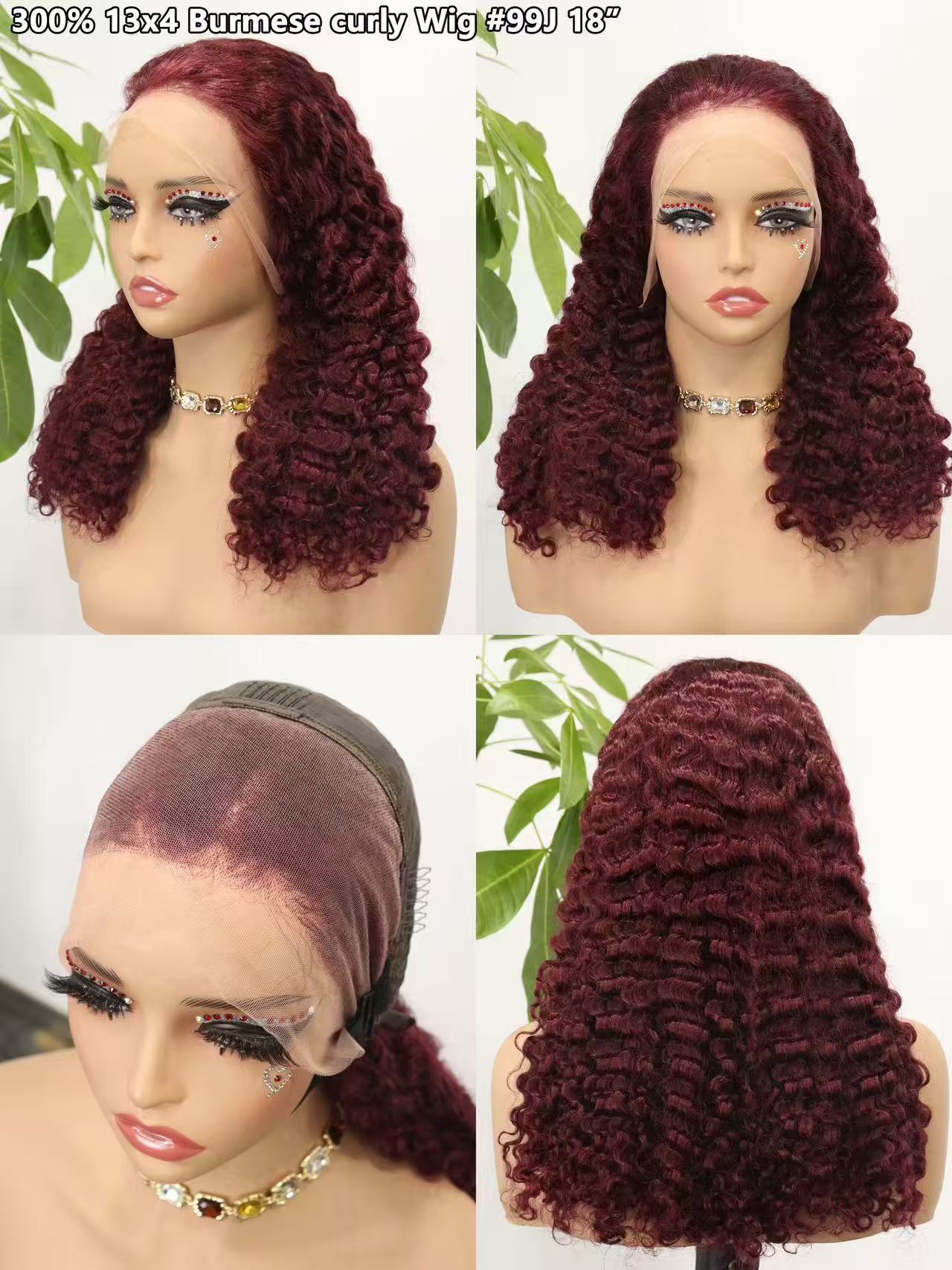 Front Lace Real Hair 13*4 Frontal Lace Wig Burmese Curly 100% Human Hair
