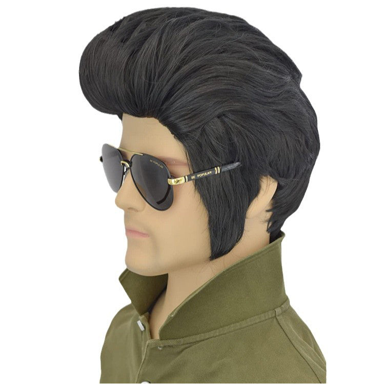 Elviswigcos Elvis rock wig export foreign trade men's black Halloween Christmas party wig