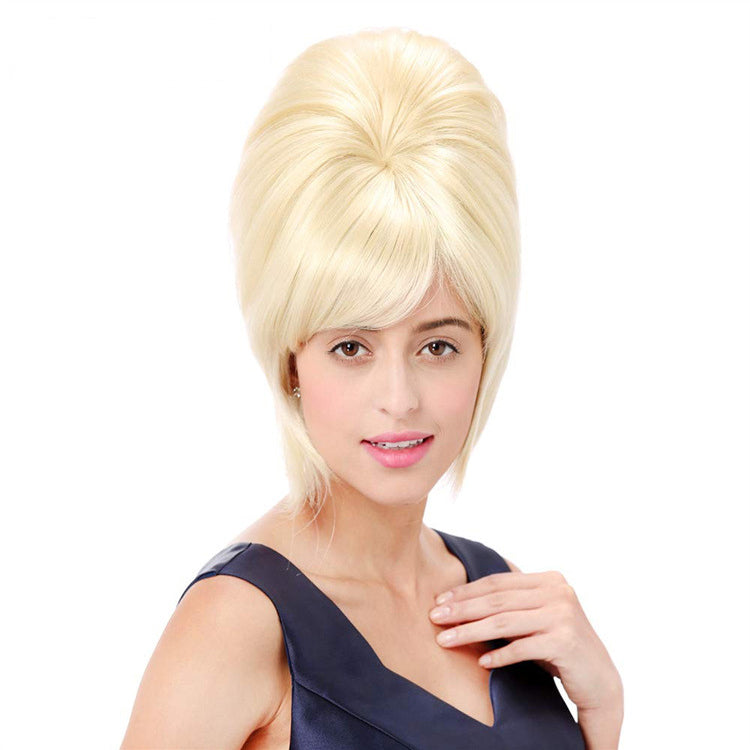 60s Retro Wig 613Blonde Gold 14 Inch Side Bangs Party Carnival Halloween Wig