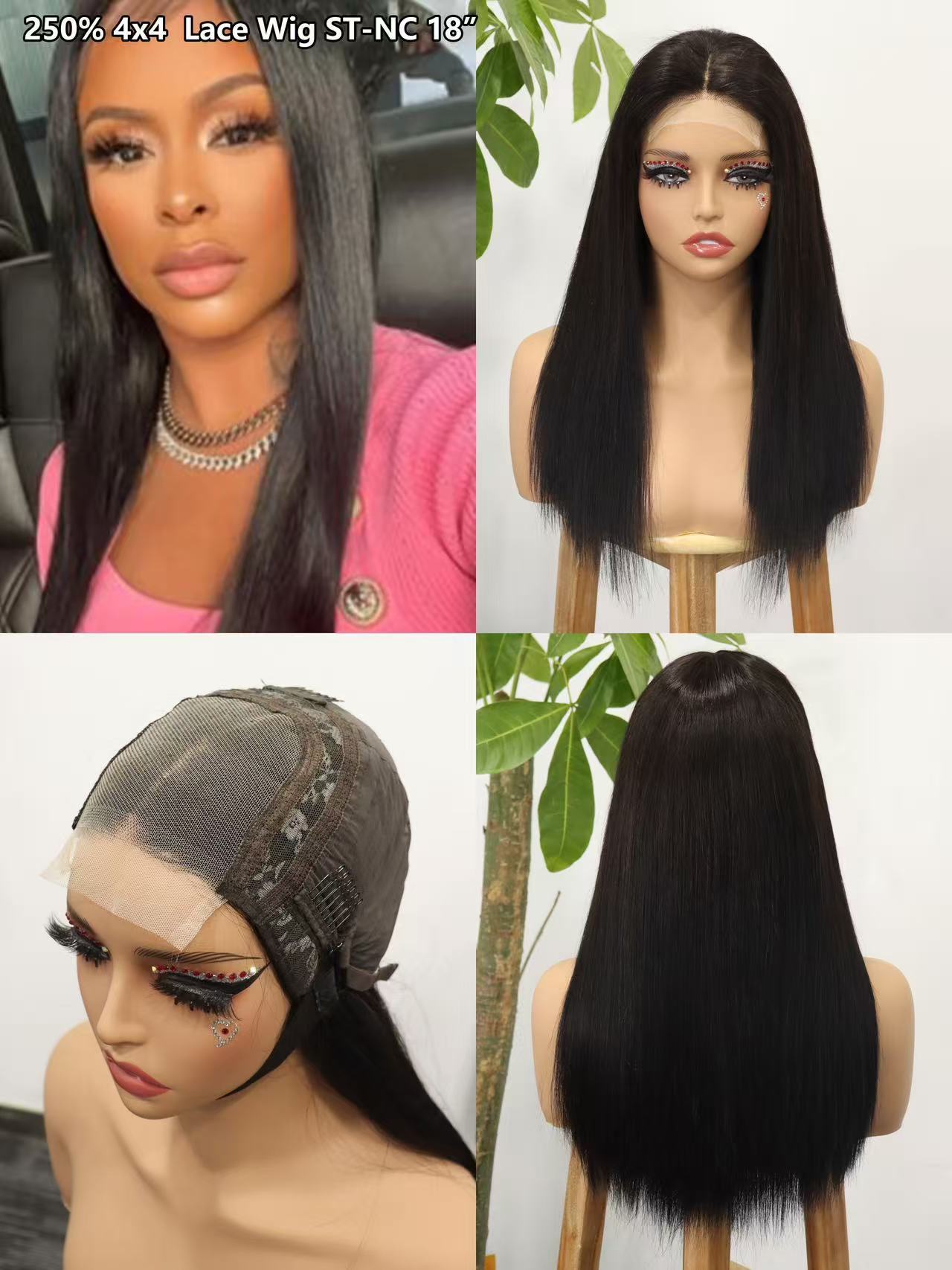 Wig Real Hair Front Lace Head Cover 250% 4x4 Lace Wig 100% Human Hair
