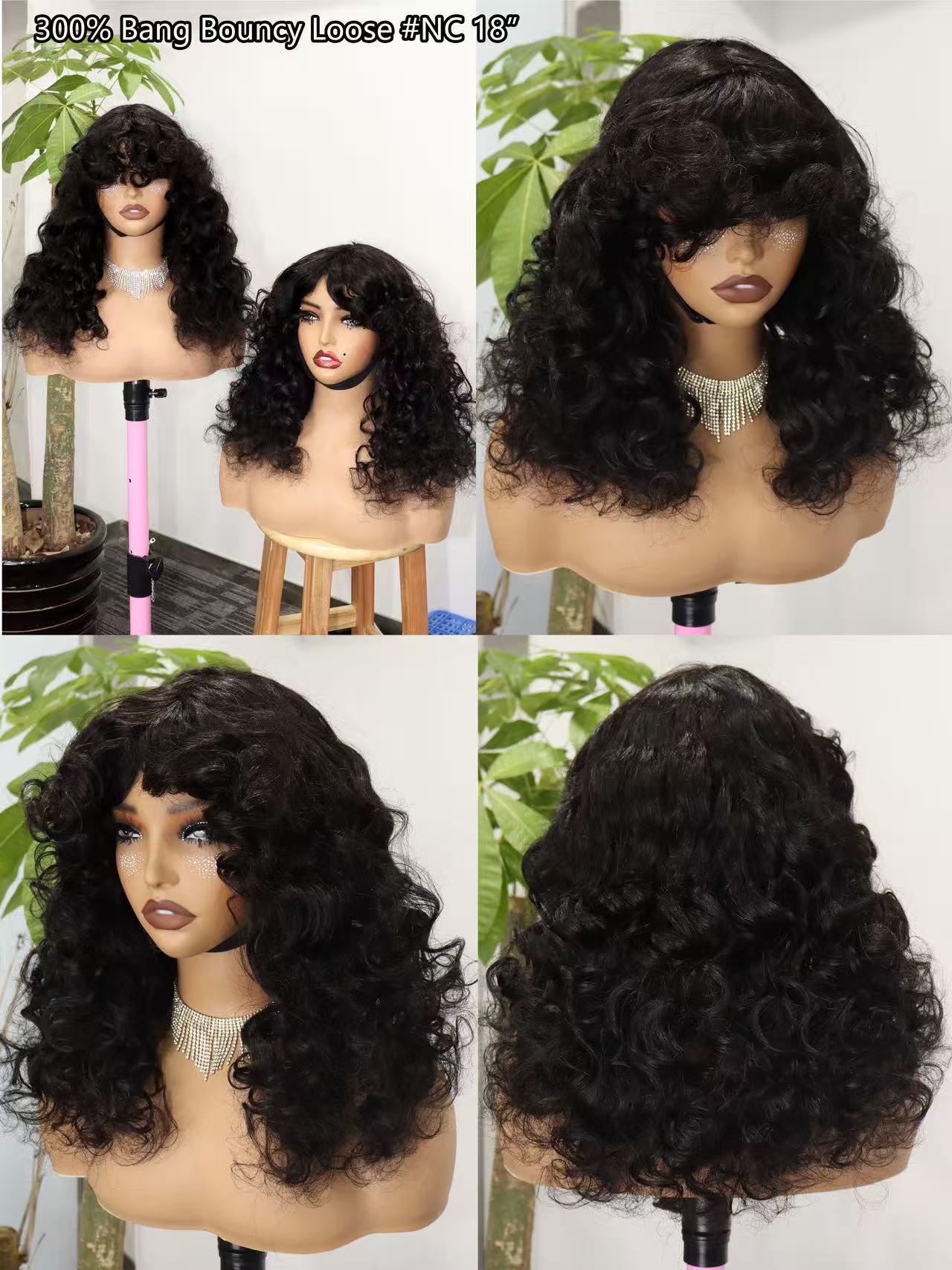 300% Bang Bouncy Loose Real Human Hair Hair Cover 100% Human Hair