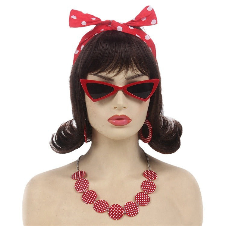 60s Vintage Halloween Party Wig 40cm Flip up American Style