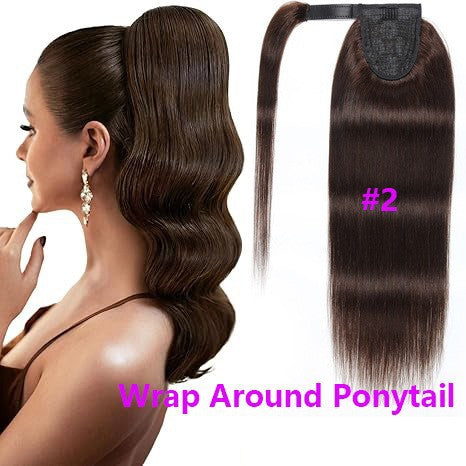HUMAN HAIR Real Hair Wig velcro Ponytail WRAP PONYTAIL