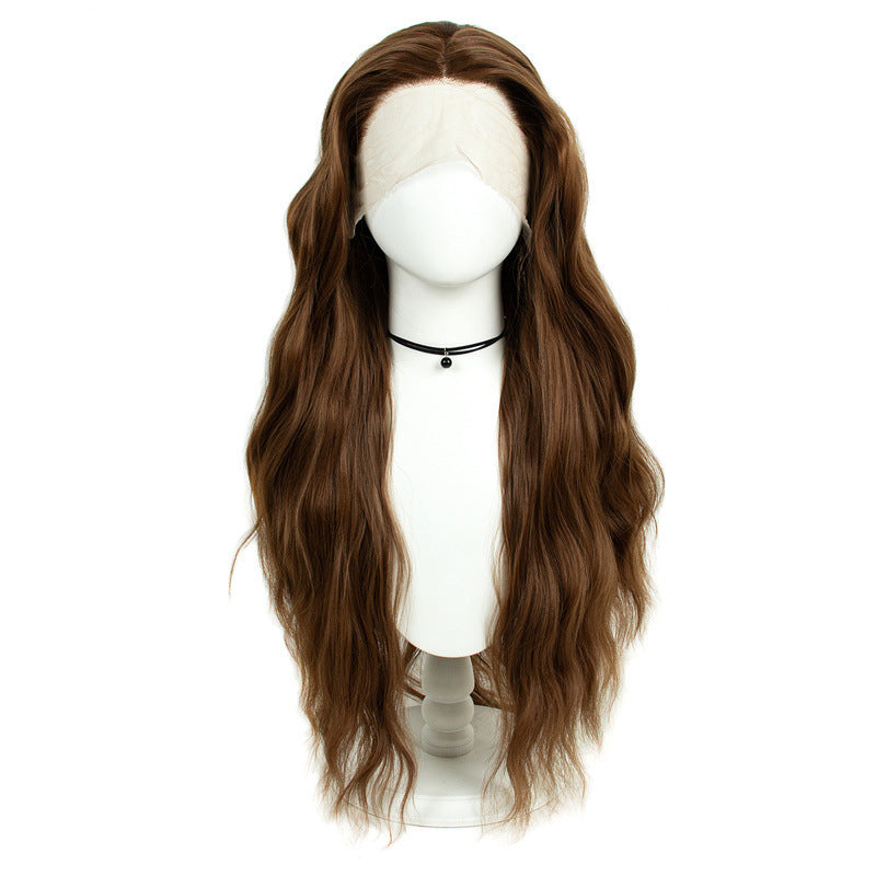 13x3 HD Lace Wig Free-parting Brown 80cm Long Curly Hair Female Front Lace Wig