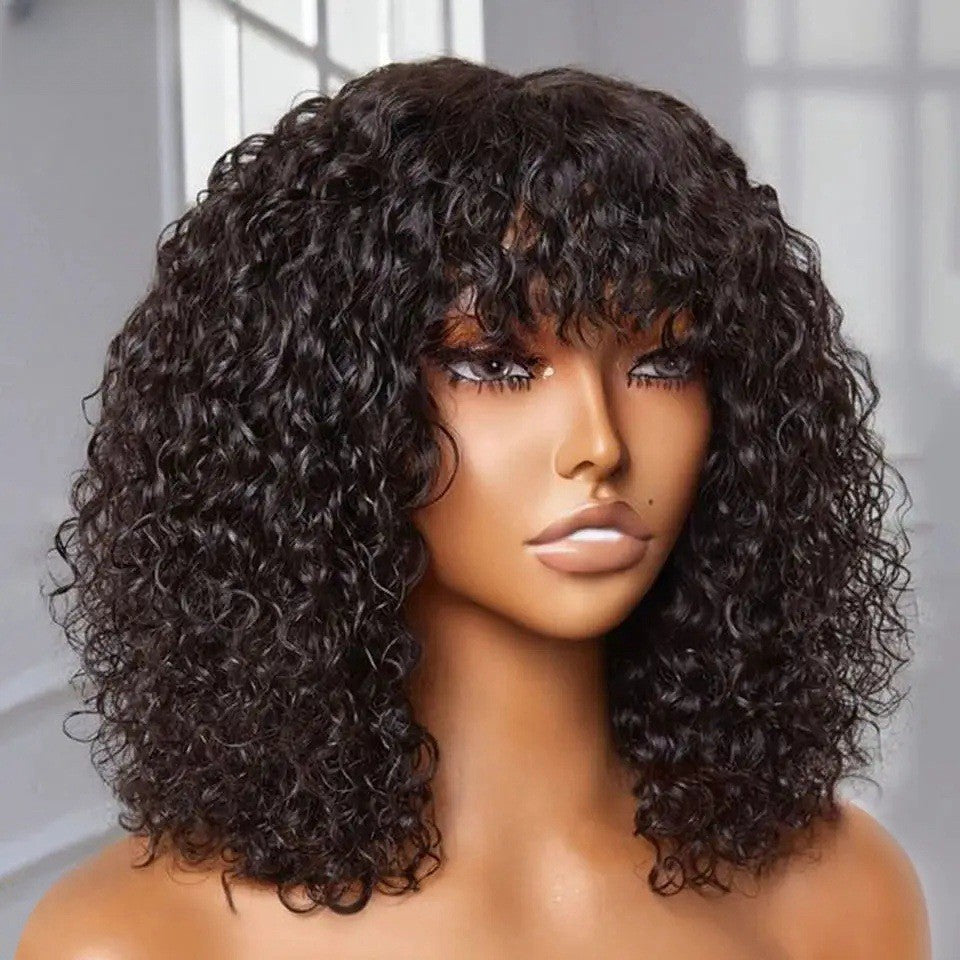 Fringe Bob wig with Bangs 250% Density Human Hair Lace Wig