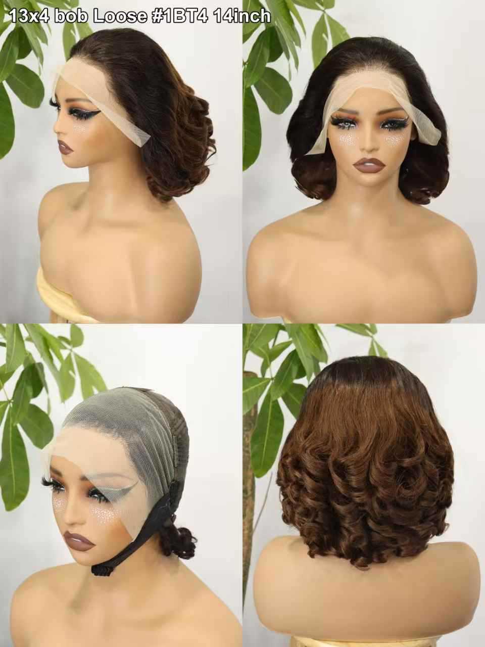 Wigs 13*4 Lace Loose bob Wig 100%human Hair Real Hair Hair