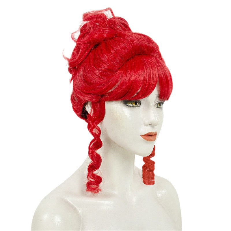 Halloween New Wig Red High Cap Retro High Temperature Hair Cos Chemical Fiber Wig