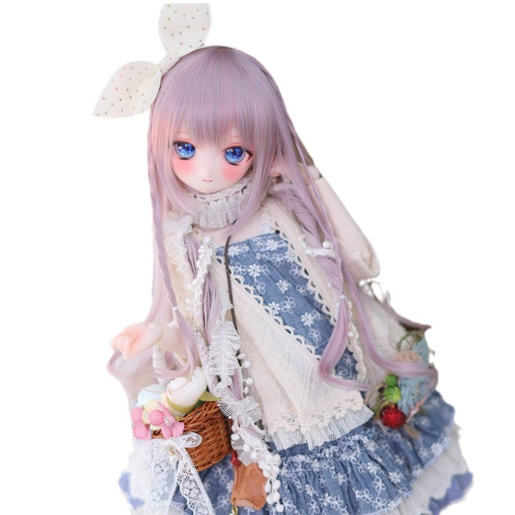 Bjd Styling Wigs Can Be Made Burlap Soft High Temperature Silk Four Part pink Comic Bangs Long Straight Wig