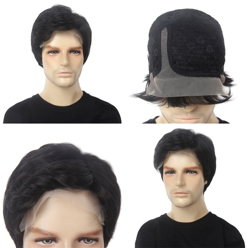 Wig Hand Hook Front Lace Black Simulation Human Hair Chemical Fiber Wig